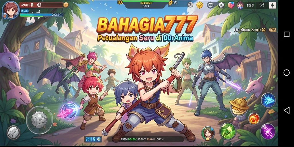 Screenshot gameplay menarik dari BAHAGIA777 dengan karakter Anime.