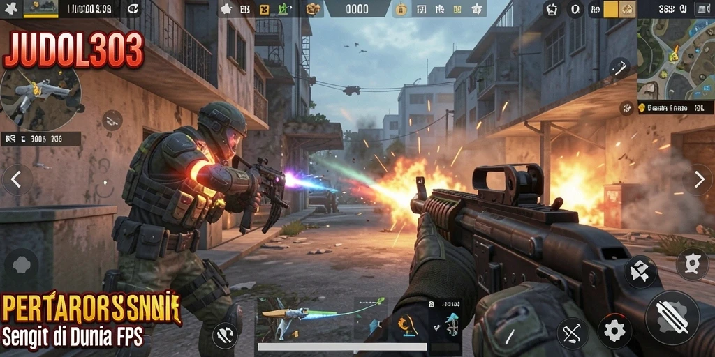 Tampilan intens dari gameplay JUDOL303 di medan perang.