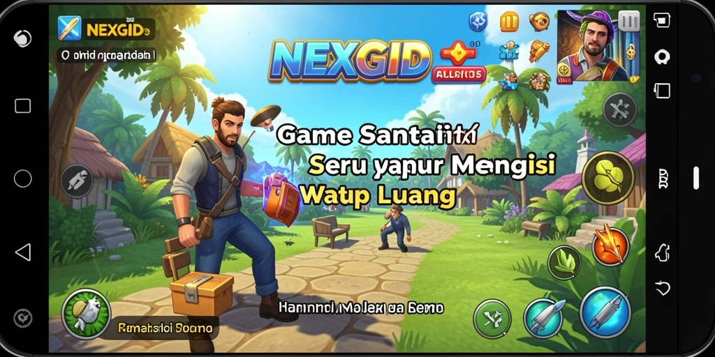 Screenshot gameplay NEXGID yang ceria dan menghibur.