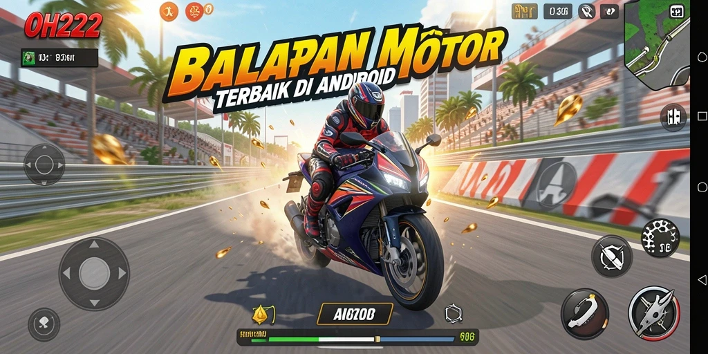Tampilan gameplay mendebarkan dari balapan motor OH222.