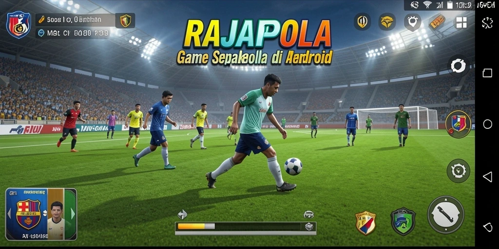 Tangkapan layar RAJAPOLA menampilkan aksi seru di lapangan sepak bola.