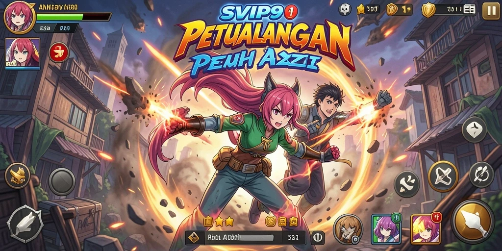Screenshot gameplay SVIP9 menampilkan aksi seru dengan karakter anime.